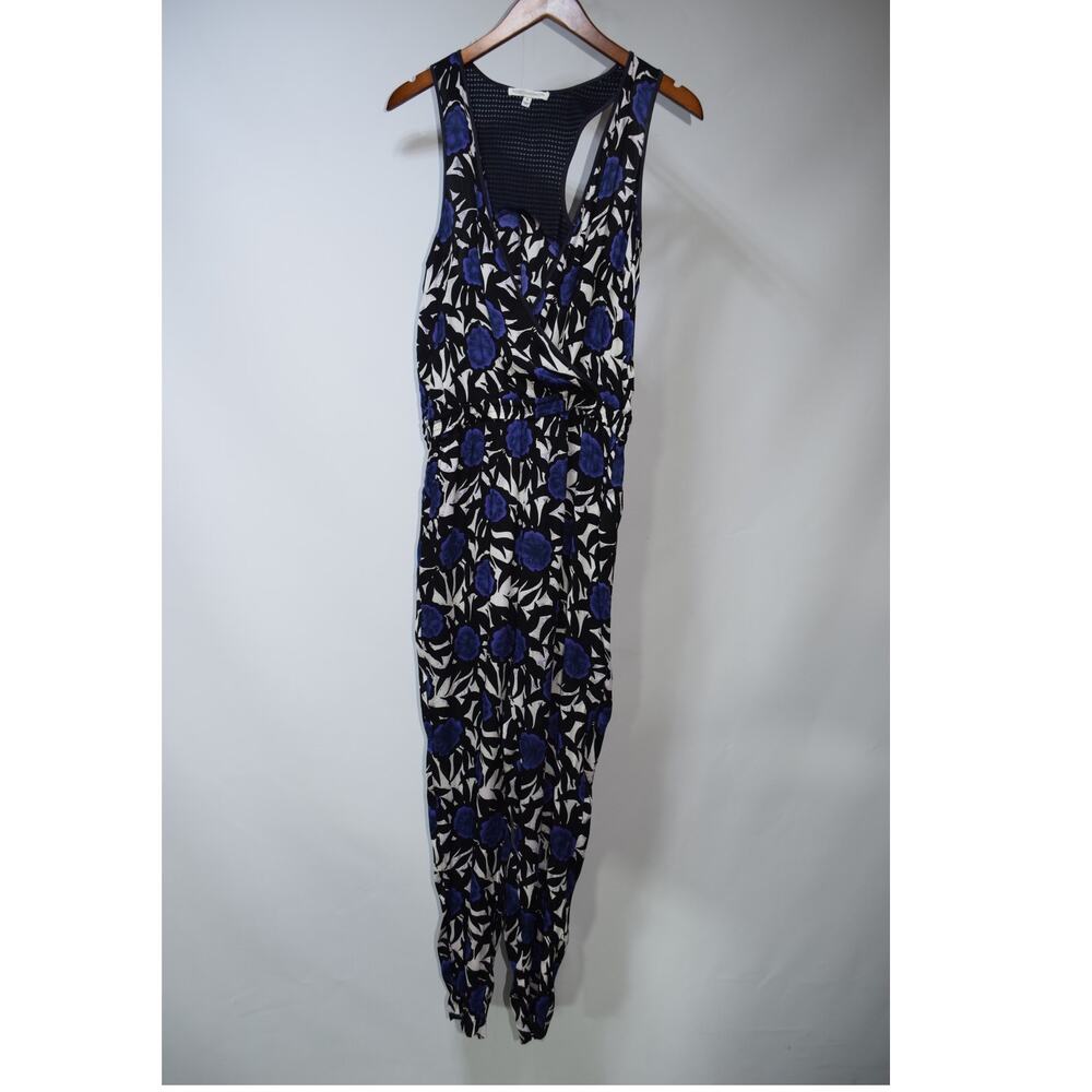 Rebecca Minkoff Silk Sleeveless Racerback Jumpsuit Women's Size 0 Black Blue